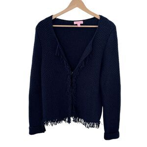 Lilly Pulitzer Luanna Cardigan Navy Blue Sweater Sz M